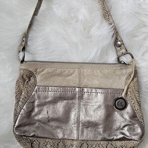 The Sak Metallic and Tan Shoulder Bag